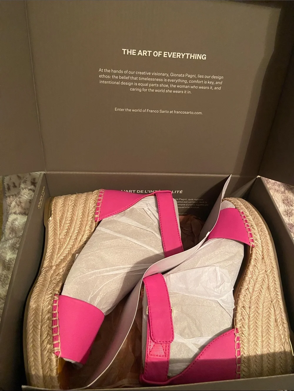 Franco Sarto Hot Pink Jute Espadrille Wedge Sandals